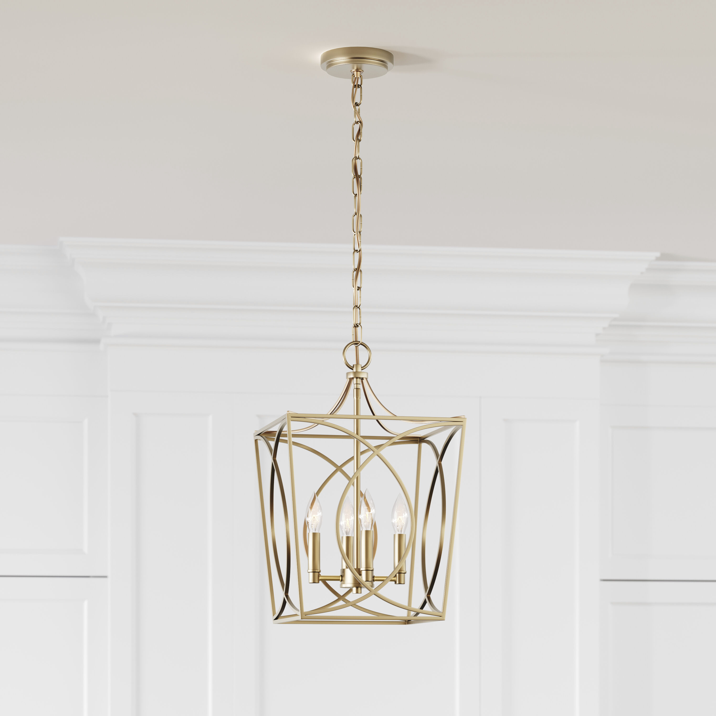 Tracy 4 Light 12 inch Painted Modern Gold Pendant Ceiling Light